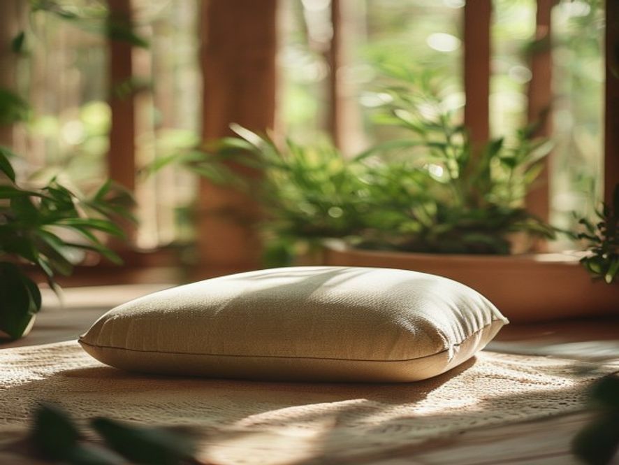 Fokuserad andning Meditation och fokus i minimalistisk miljö